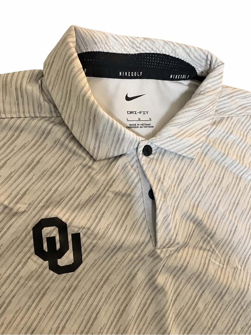 Nike Men’s White/Black OU Diagonal Stripe Polo